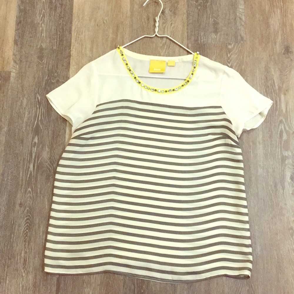 Maeve by Anthropologie Gem Neckline Blouse